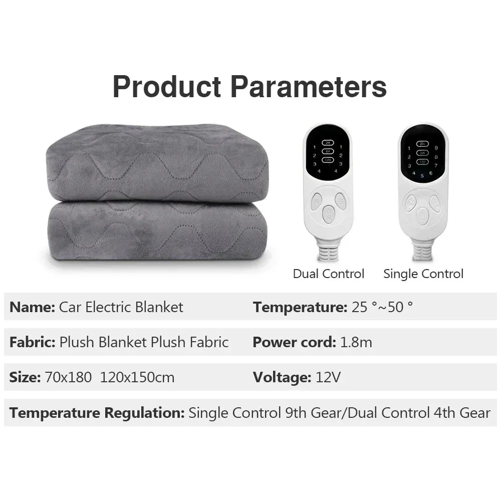 12V Electric Blanket Plush Thicker Heater Heated Mattress Thermostat Travel Heating Mat Winter Body Warmer For RV SUVs Car