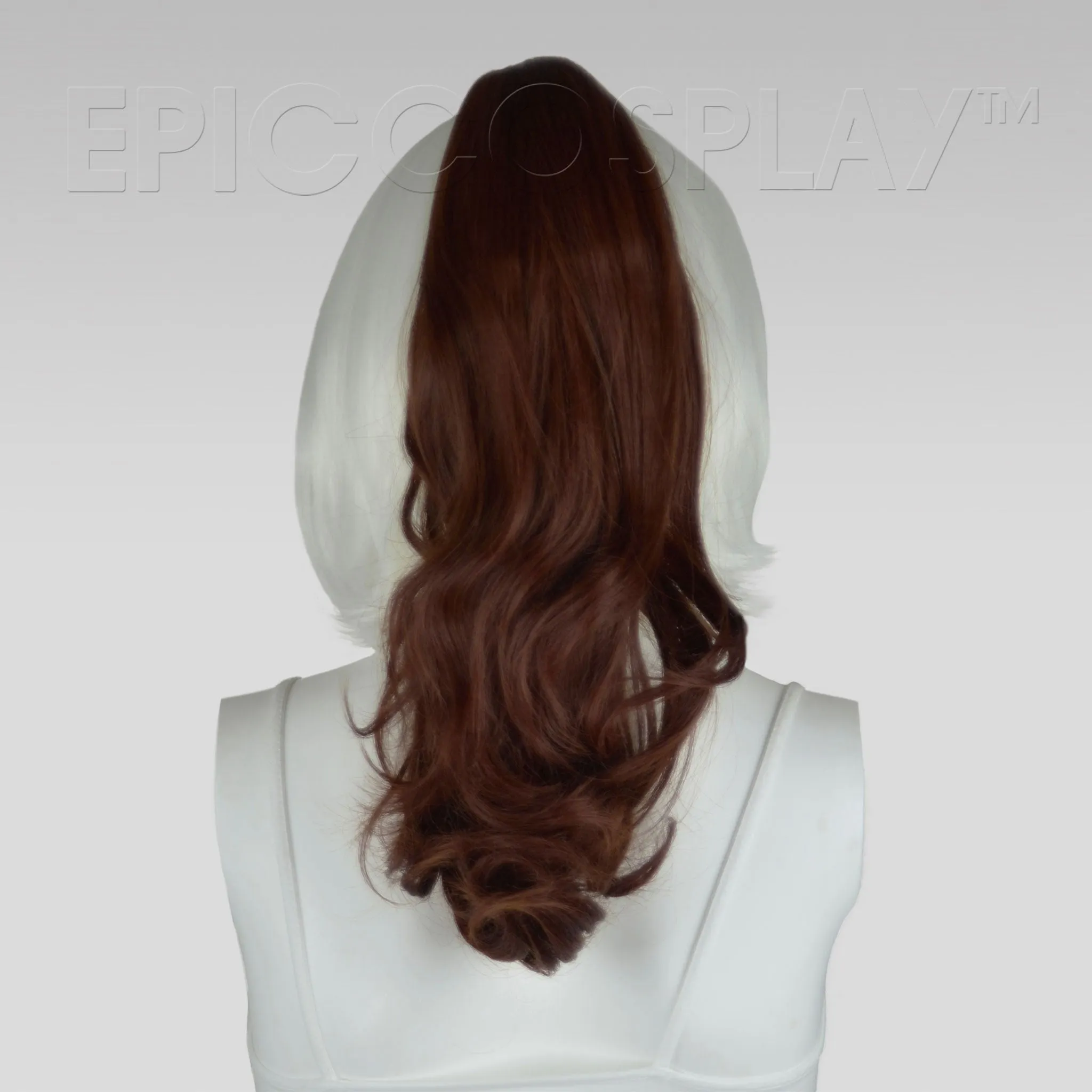 20" Medium Brown Wavy Curly Ponytail Clipon