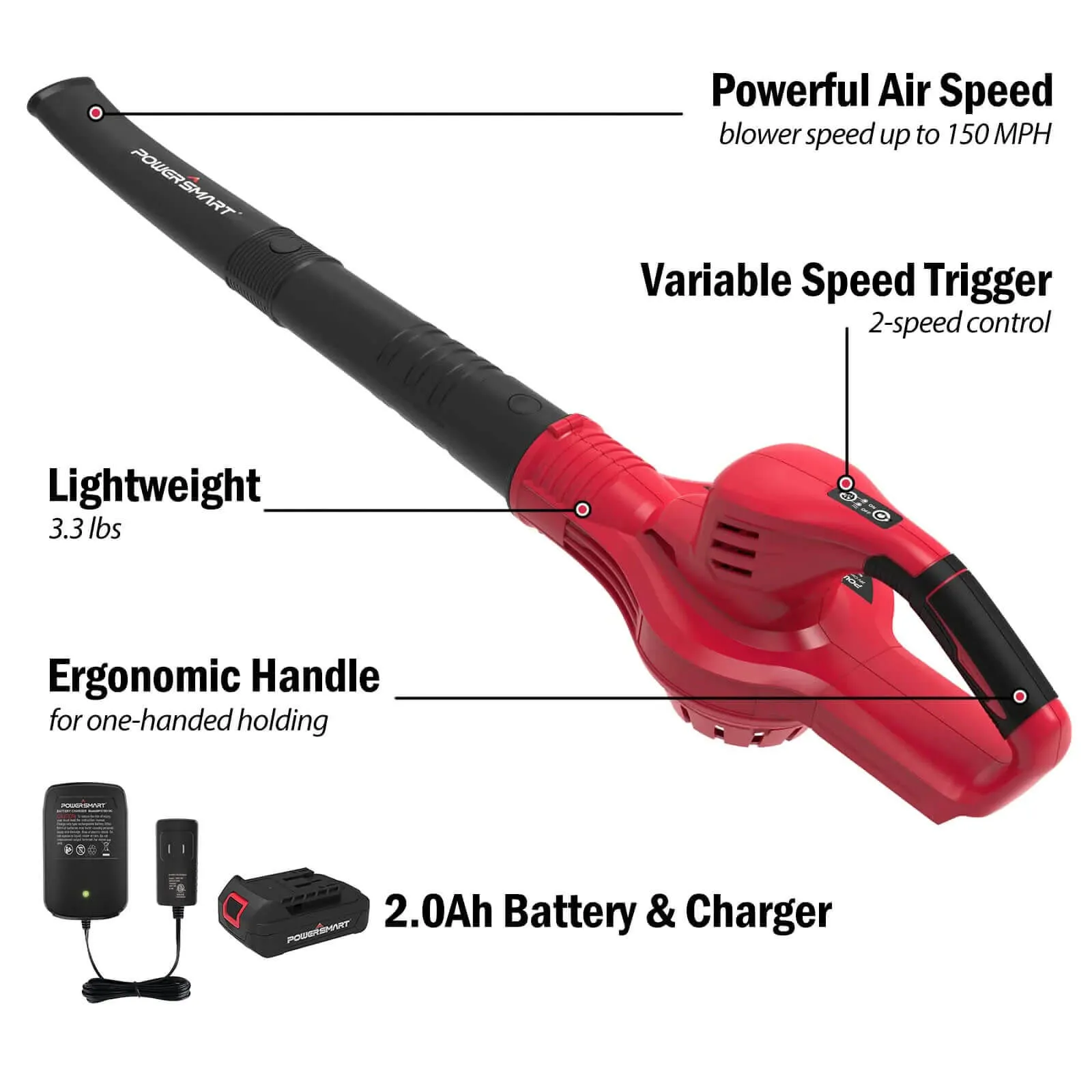 20V Cordless Leaf Blower w/ Battery & Charger PS76101B