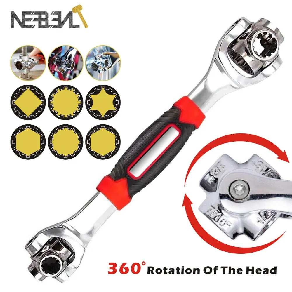 360 Degree Multipurpose Tiger Wrench 8 in 1 Tools Socket Works Universal Ratchet Spline Bolts Torx Sleeve Rotation Hand Tools