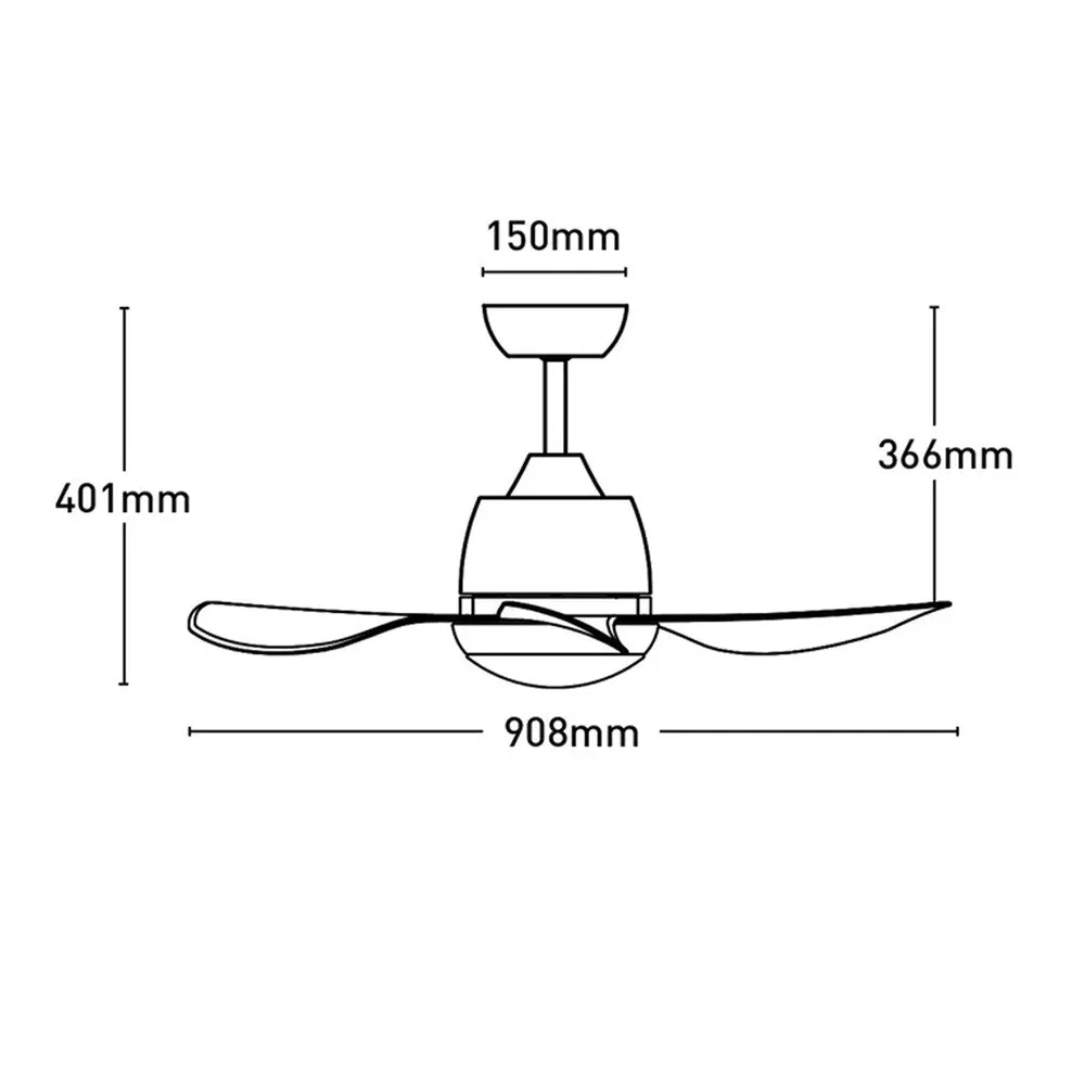 36" Edrington Mini AC Ceiling Fan White with Light FC1168093WH Mercator Lighting