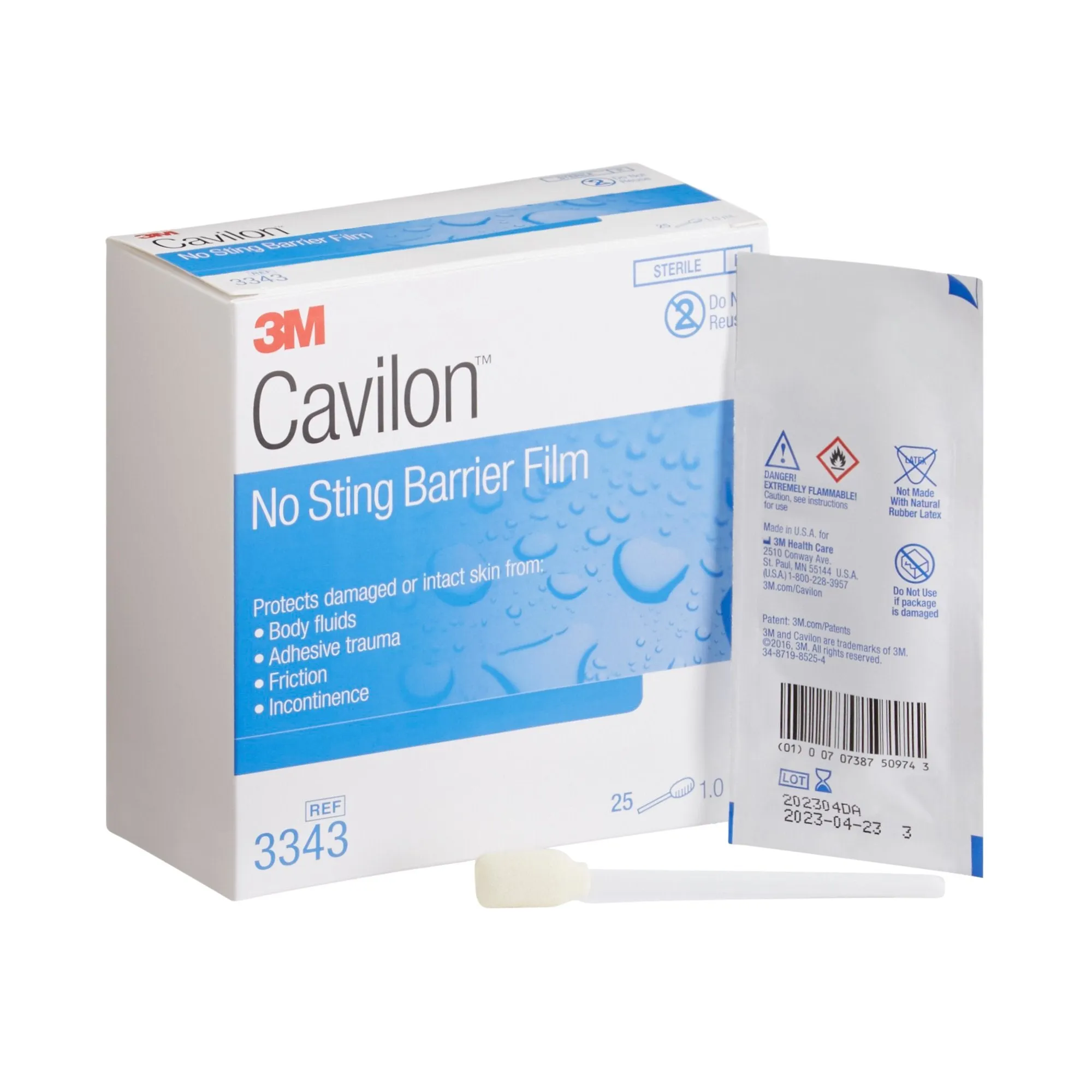 3M Cavilon Barrier Film, No Sting, Alcohol-Free, Conforming, 1.0 mL, 1 Box of 25