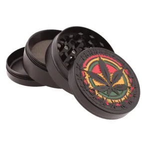 4 Part Metal Grinder - Rasta Leaf - 50mm