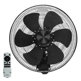 450mm Oscillating DC Wall Fan Matte Black with Remote