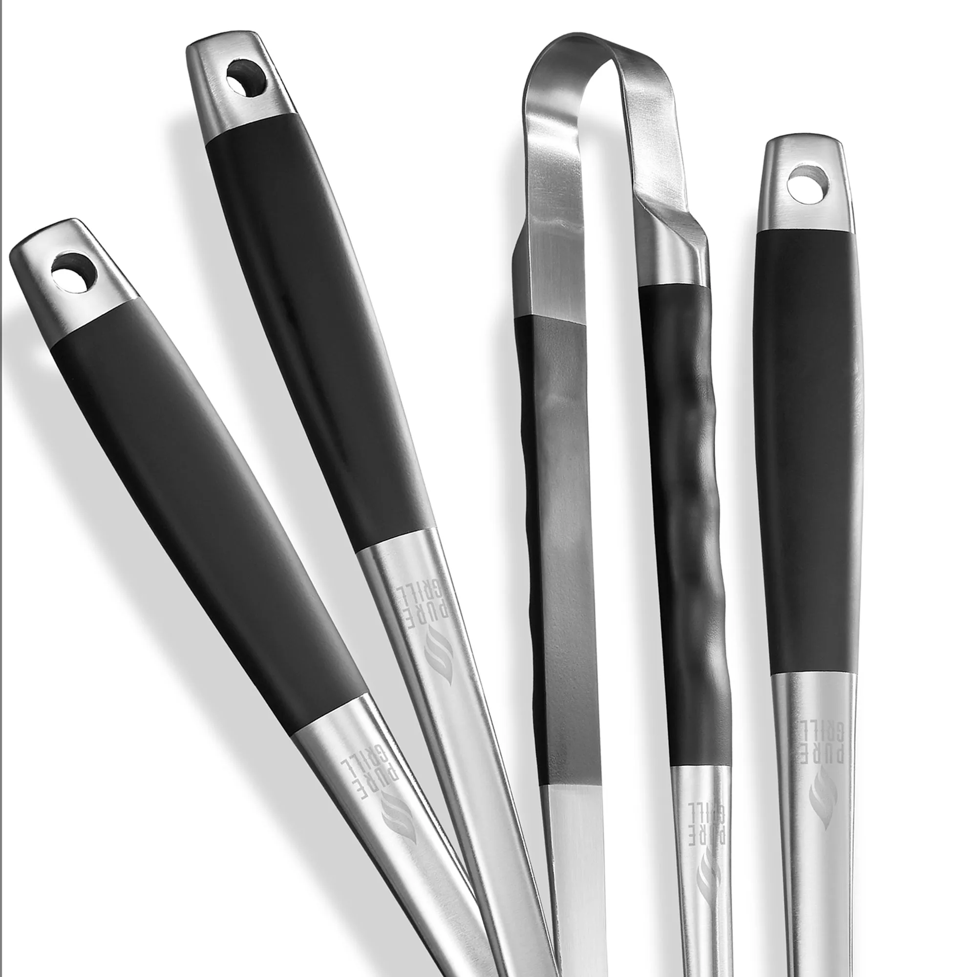 4pc BBQ Tool Utensil Set, Stainless Steel by Pure Grill