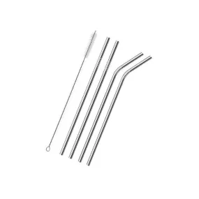 4Pcs Of Stainless Steel Reusable Straw With Cleaning Brush