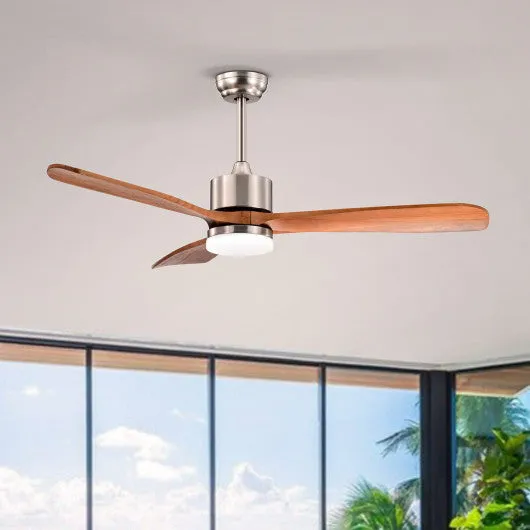 52 Inch Reversible Ceiling Fan with LED Light and Adjustable Temperature-Silver