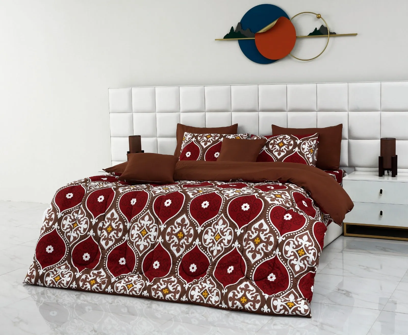 8 PCs Winter Comforter Set-14931Brown Crown