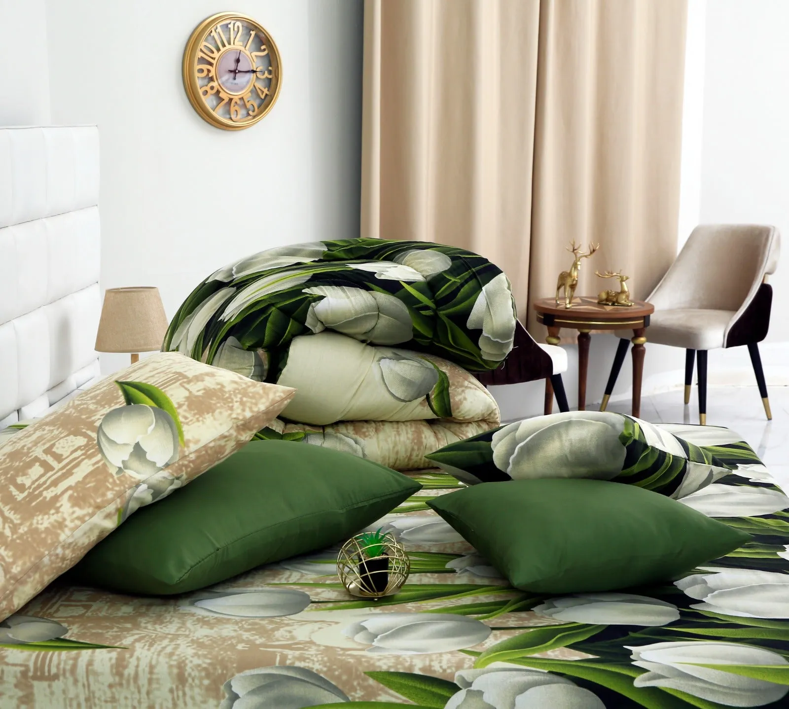 8 PCs Winter Comforter Set- Tulip Green