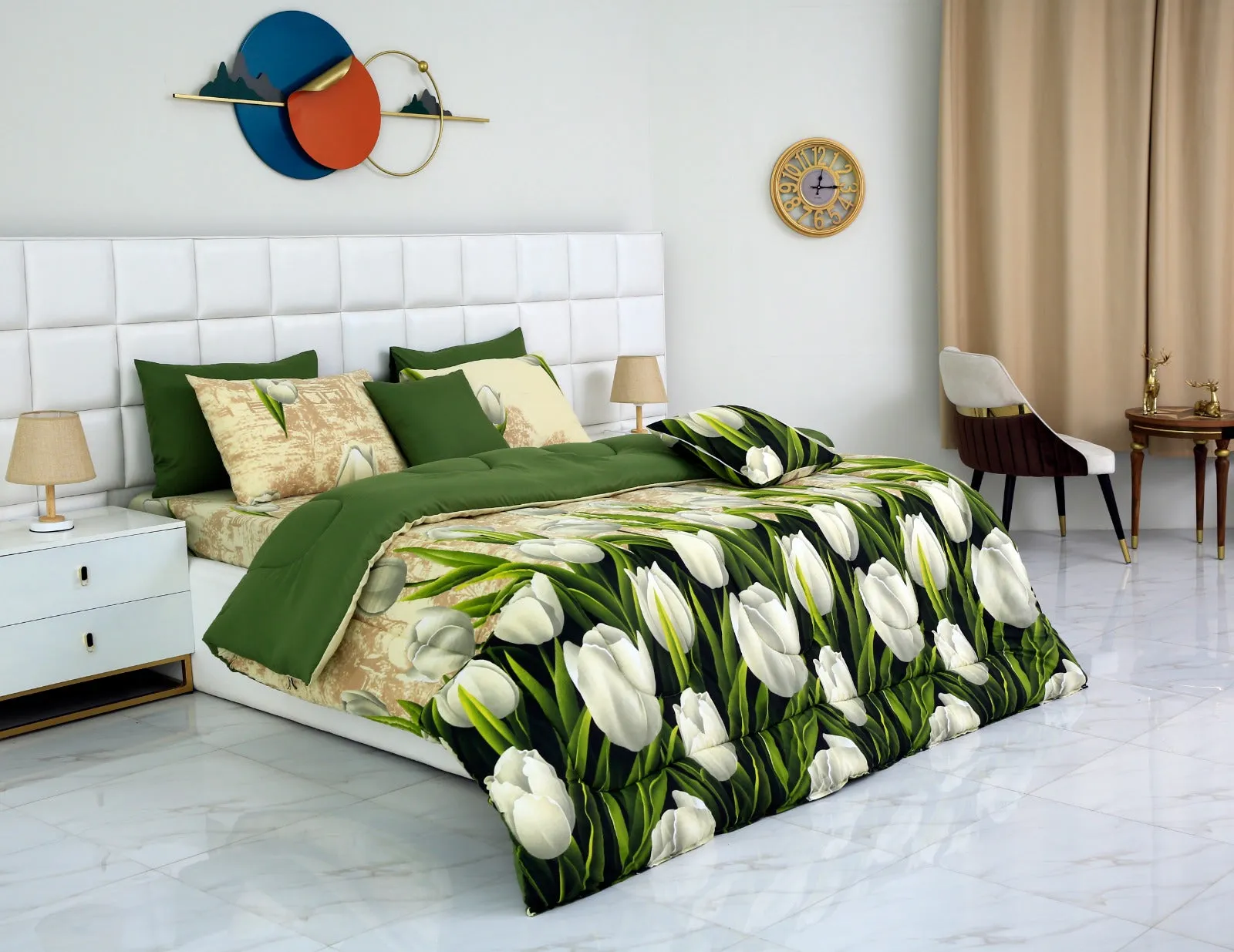 8 PCs Winter Comforter Set- Tulip Green