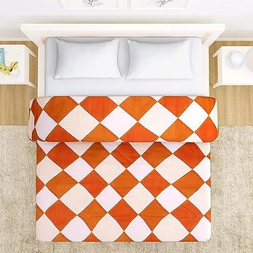 AC Comforter and Bedding Set for Double Bed, Rhombus Brick Red