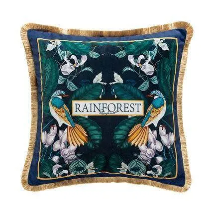 Antique Rainforest Chinese Art Velvet Pillowcase