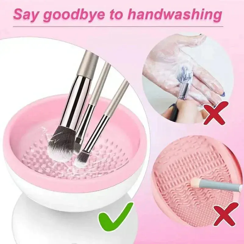 Automatic Makeup Brush Cleaner Machine Electric Makeup Brush Cleaner Portable ABS Silicone Makeup Brush Bowl Washing Tool