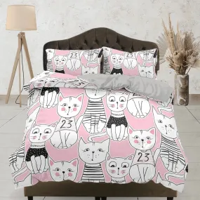 Awkward funny cat bedding, toddler bedding, kids duvet cover set, gift for cat lovers, baby bedding, baby shower gift, pink bedding