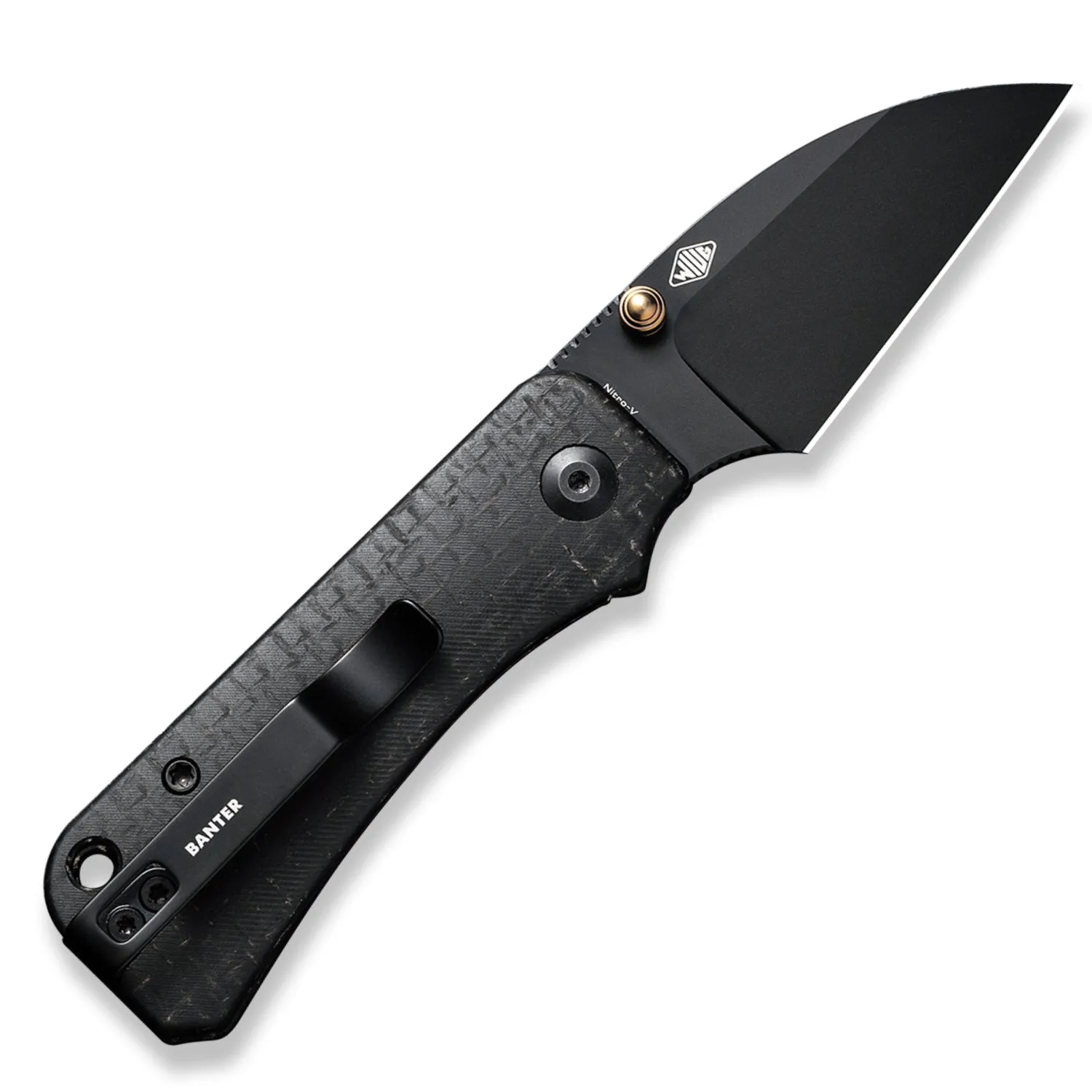 Baby Banter Pocket Knife - Black Micarta - Black Stonewash Nitro V Wharncliffe