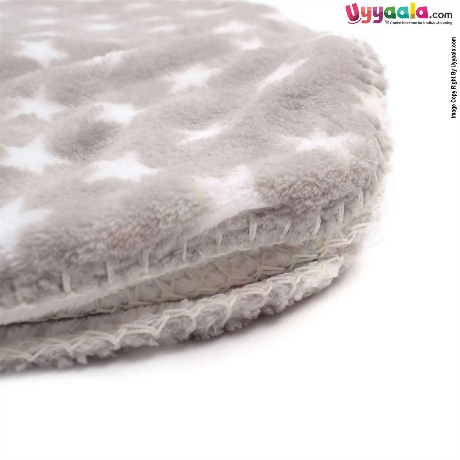 Baby Blanket One Side Fur With Ultra Soft, Star Print 0 to 24m, Gray