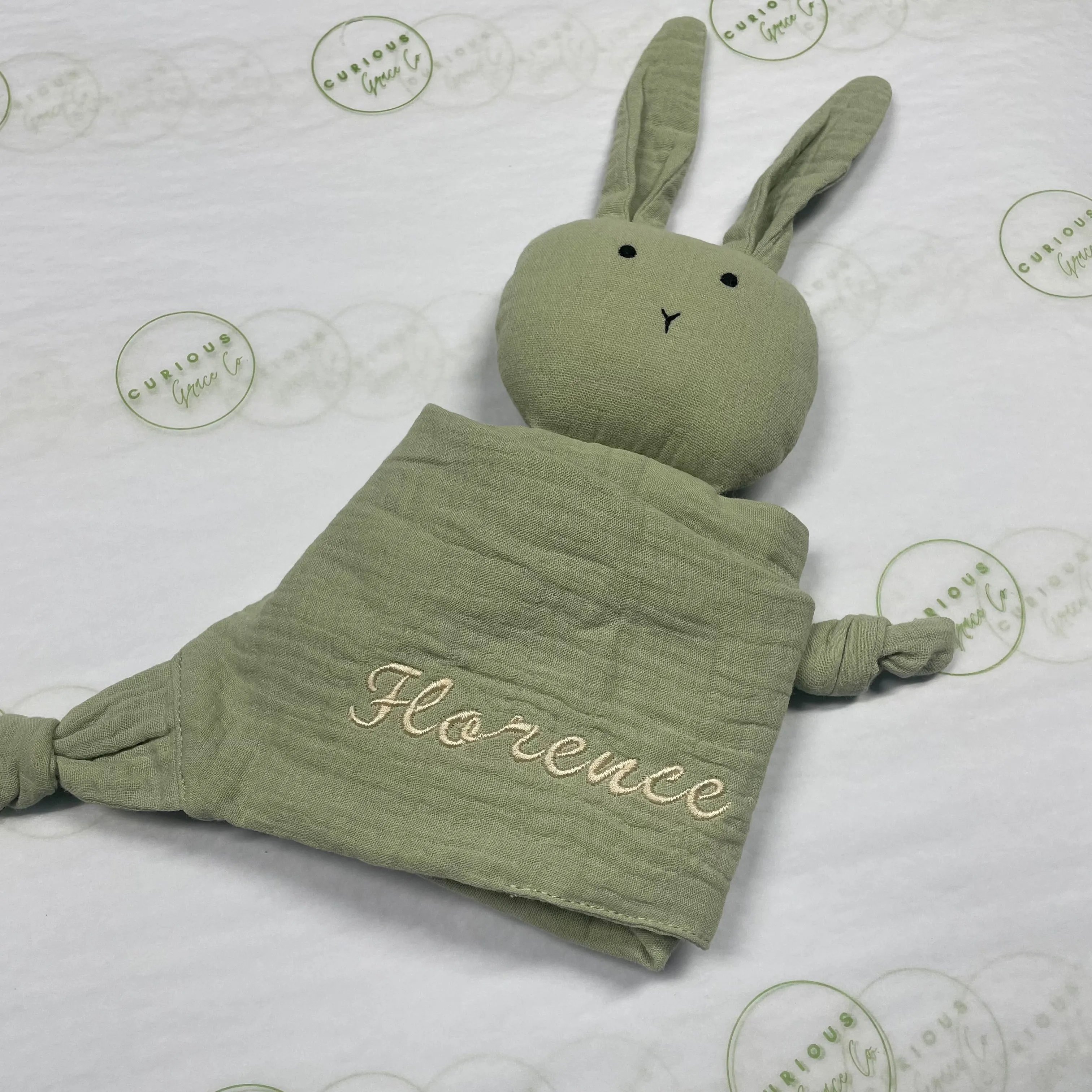 Baby Comforter Green Bunny