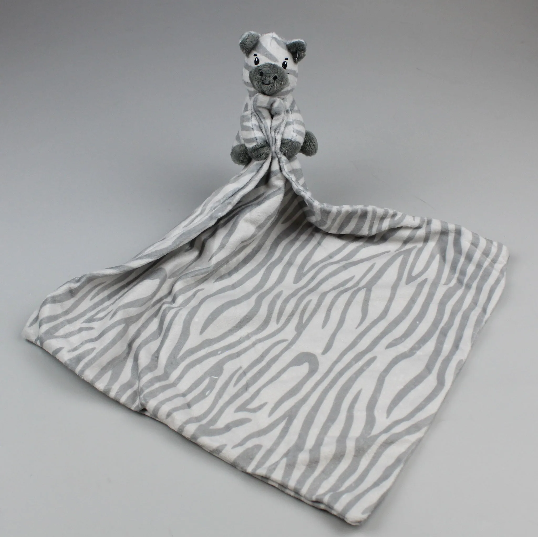 Baby Comforter - White and Grey with Zebra