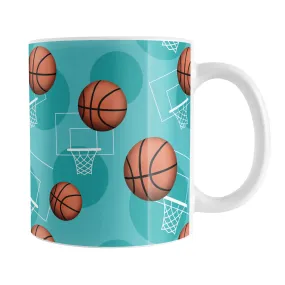 Basketball Themed Pattern - Teal Basketball Mug