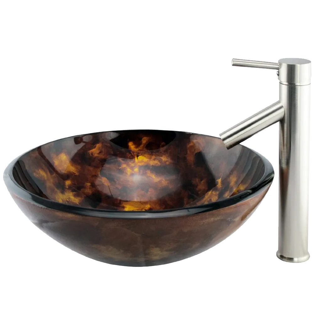 Bathroom Tempered Glass Vessel Sink with Unique