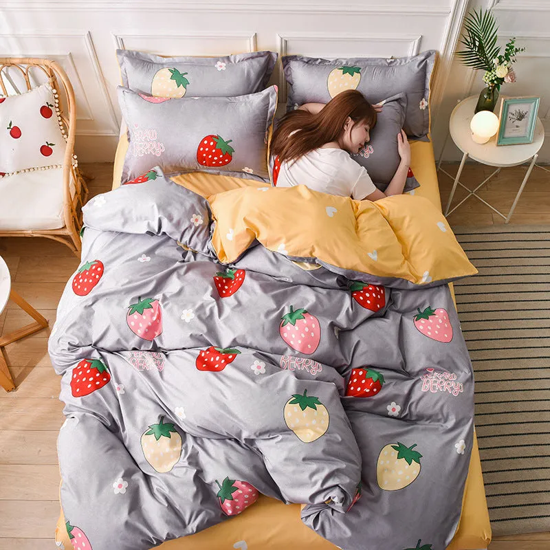 Bedding Printed Bed Four-piece Aloe Cotton Bed Sheet Type Bed Sheet Type