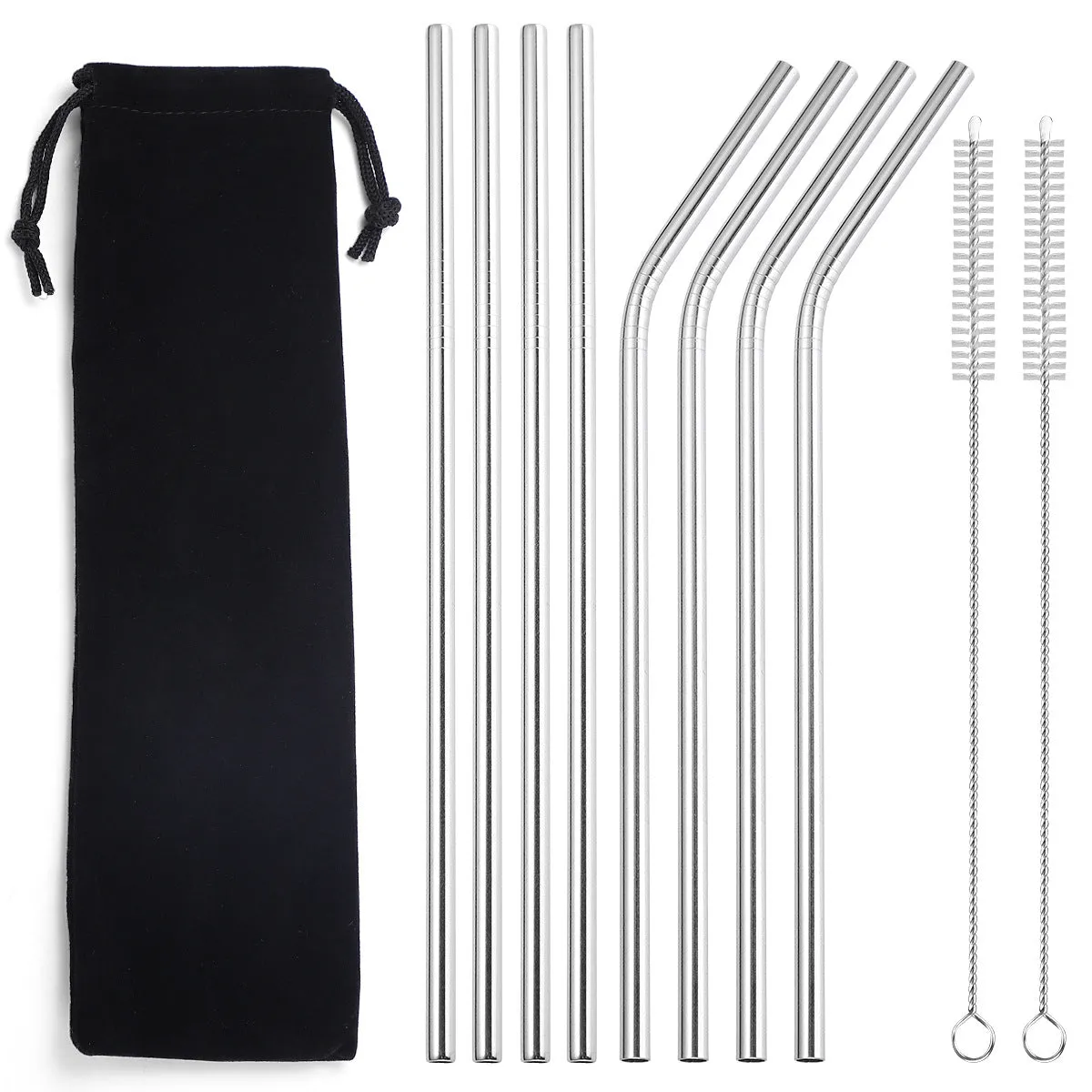 Beverage Milk Tea Metal Straws 8 Combo Set