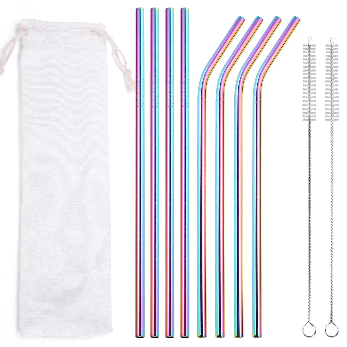 Beverage Milk Tea Metal Straws 8 Combo Set