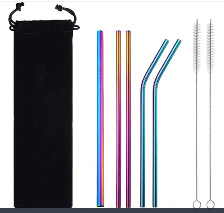 Beverage Milk Tea Metal Straws 8 Combo Set