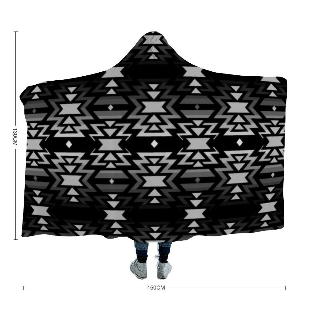 Black Fire Black and Gray Hooded Blanket