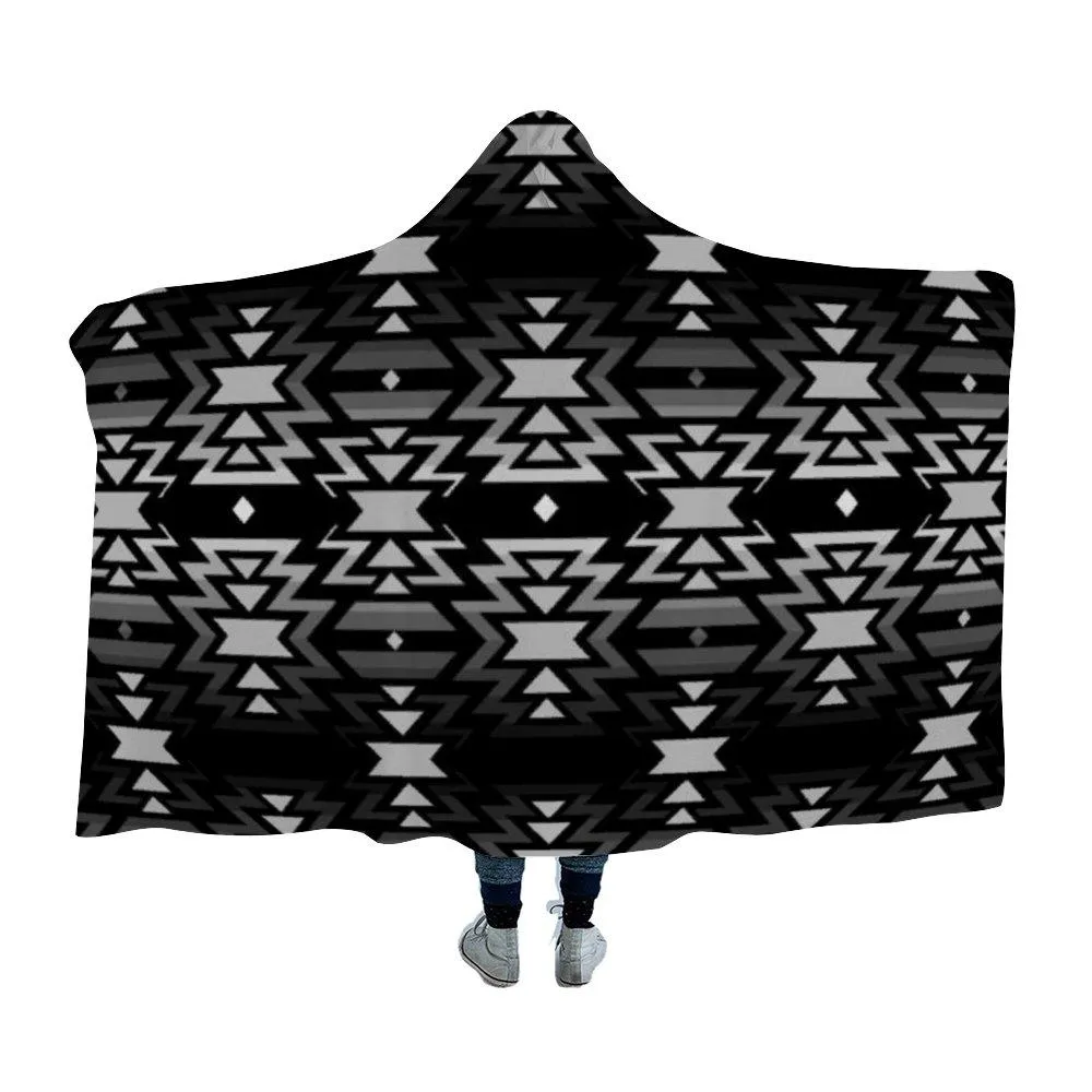 Black Fire Black and Gray Hooded Blanket