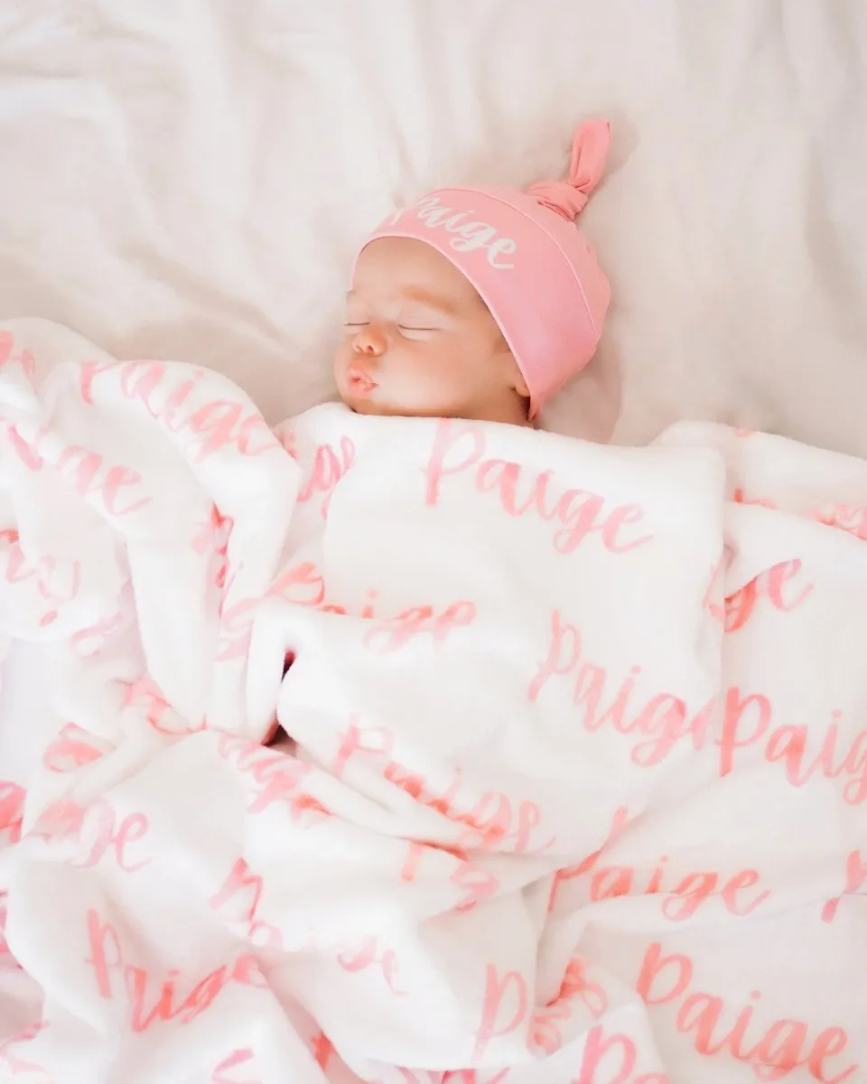 Blanket & Hat Set - Personalized Plush Minky and Baby Hat