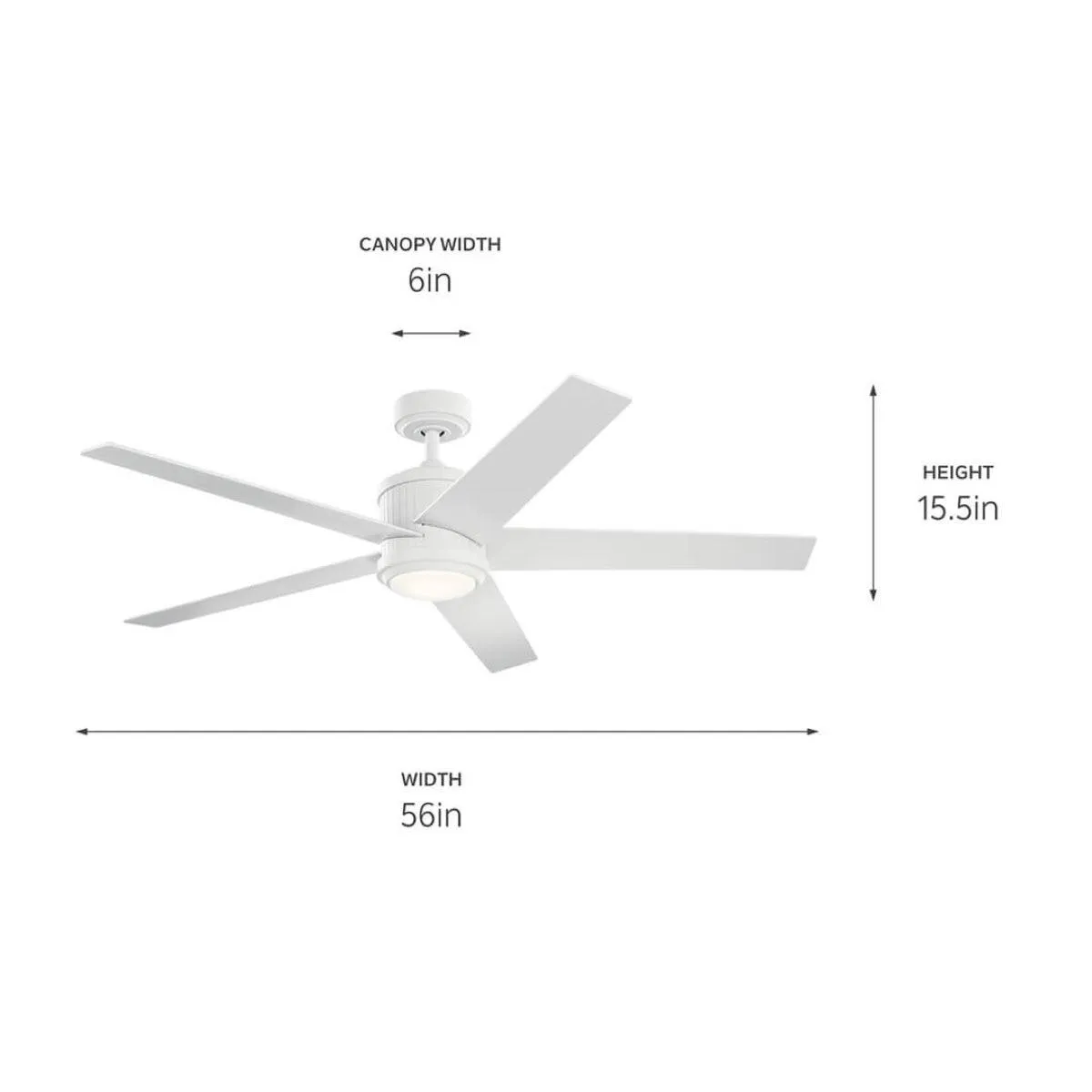 Brahm 56 Inch Matte White LED Indoor Ceiling Fan with Remote