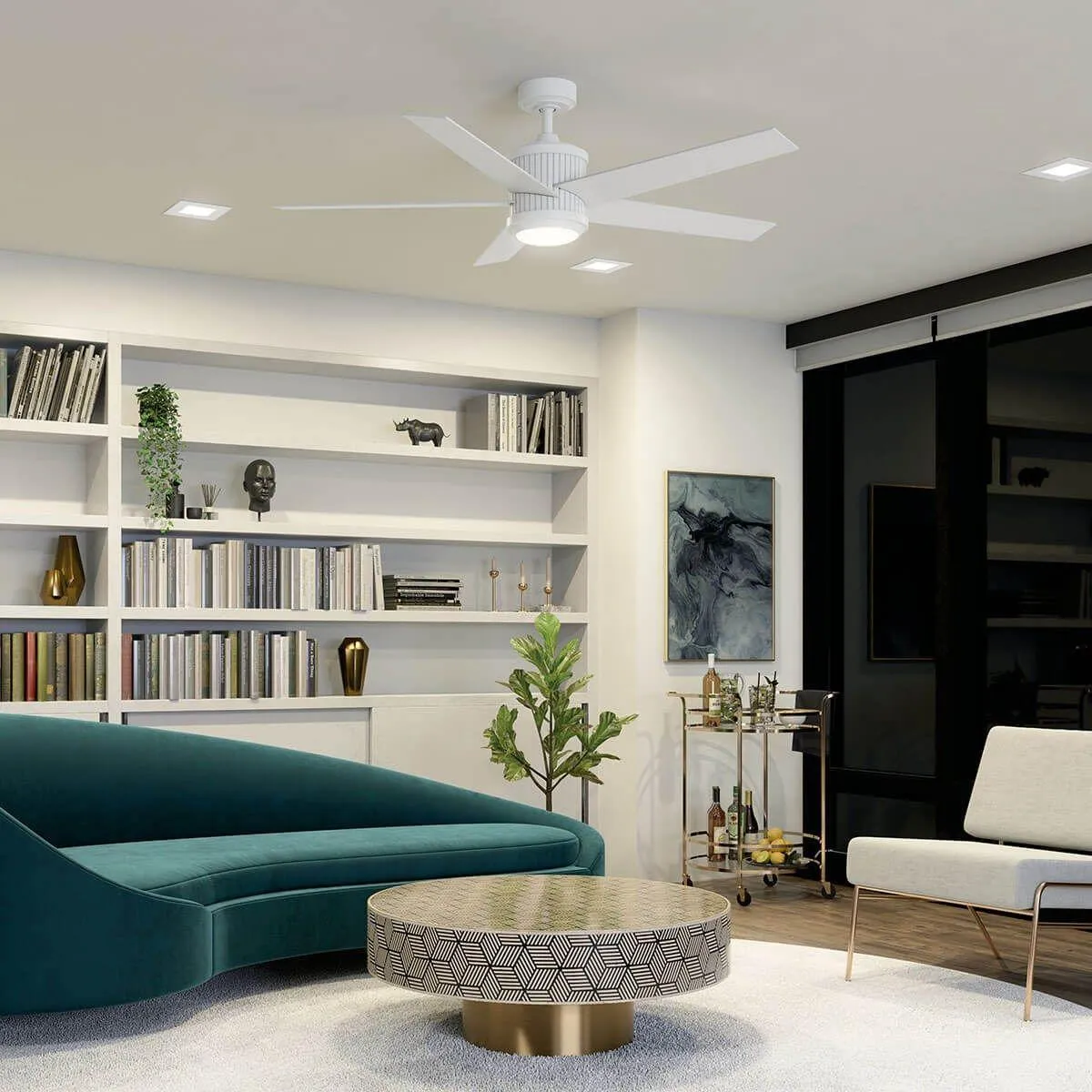 Brahm 56 Inch Matte White LED Indoor Ceiling Fan with Remote