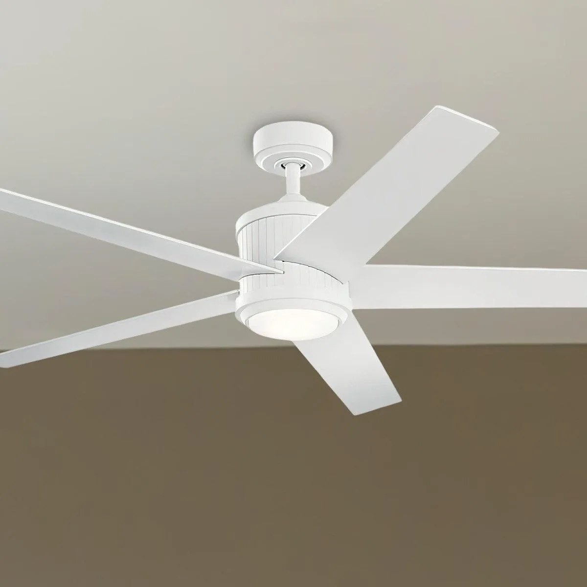 Brahm 56 Inch Matte White LED Indoor Ceiling Fan with Remote