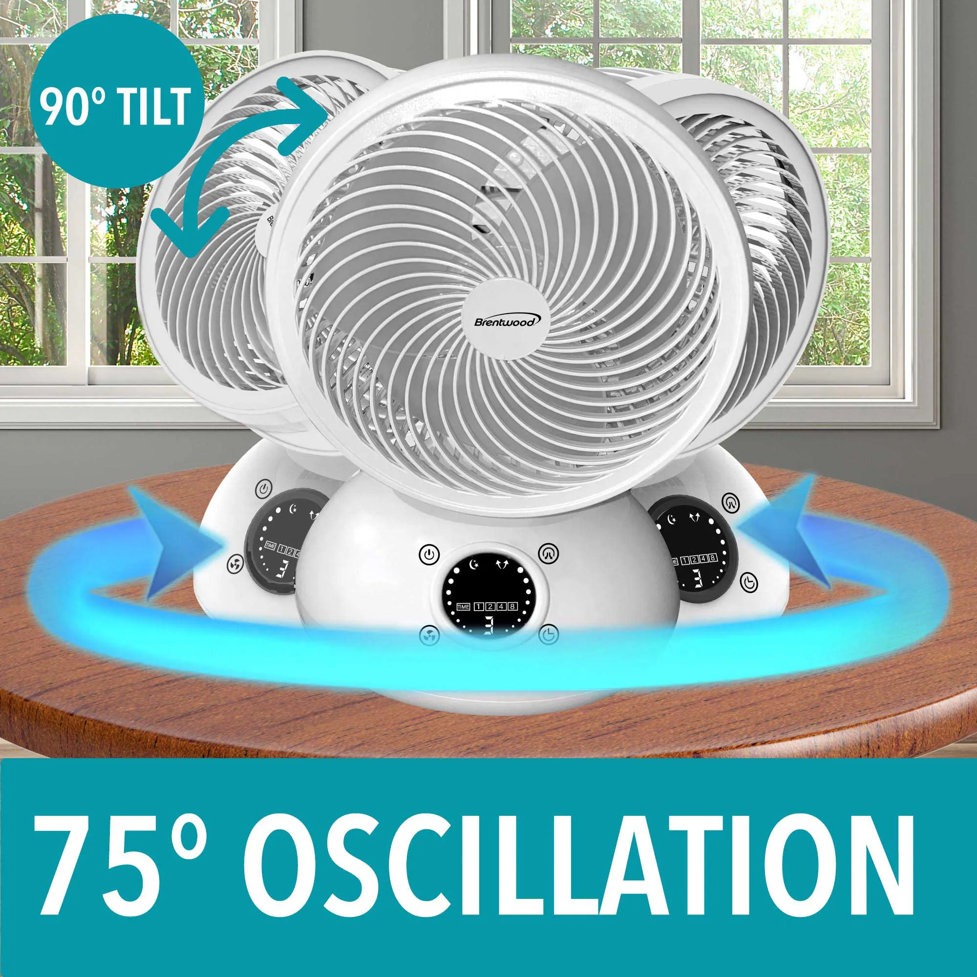 Brentwood F-650RW 6-Inch 3-Speed Remote Control Oscillating Air Circulator Desktop Fan with Timer and Auto Shut Off, White