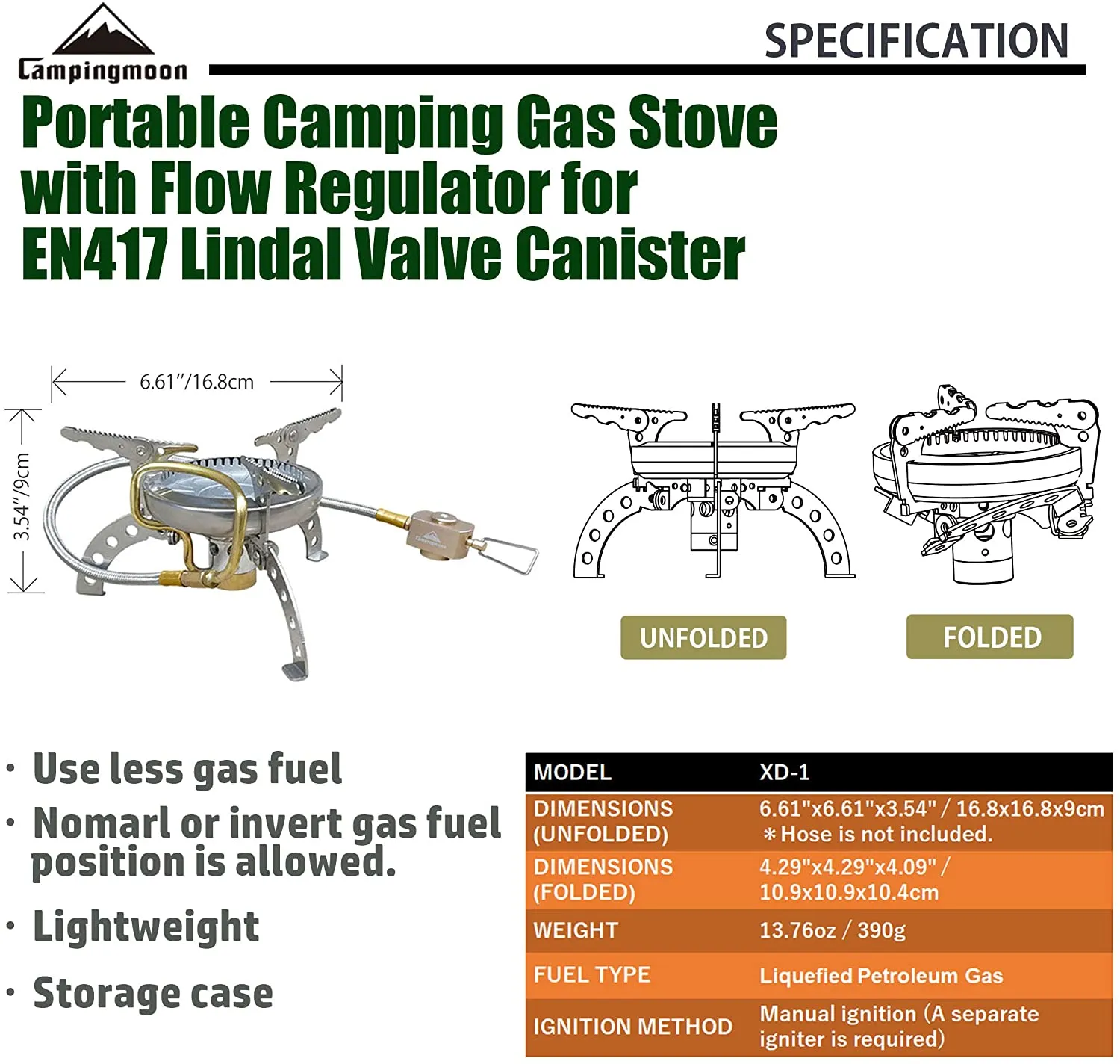 Campingmoon Backpacking Gas Stove