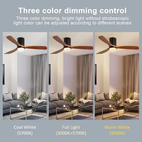 Ceiling Fan With Lights 3 Carved Wood Fan Blade With Remote Control