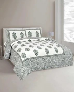 Celosia Sanganeri Cotton Flat Bedding Set | Multiple Colors  | Double Size  | 93 x 108 inches