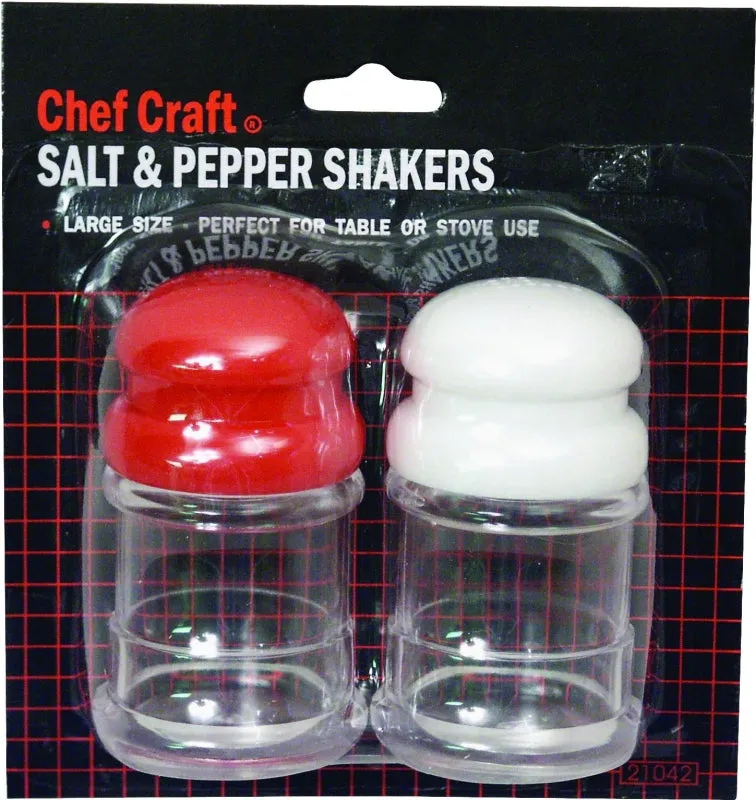 Chef Craft 21042 Salt and Pepper Shaker, Plastic, Clear/Red/White :EA: QUANTITY: 1