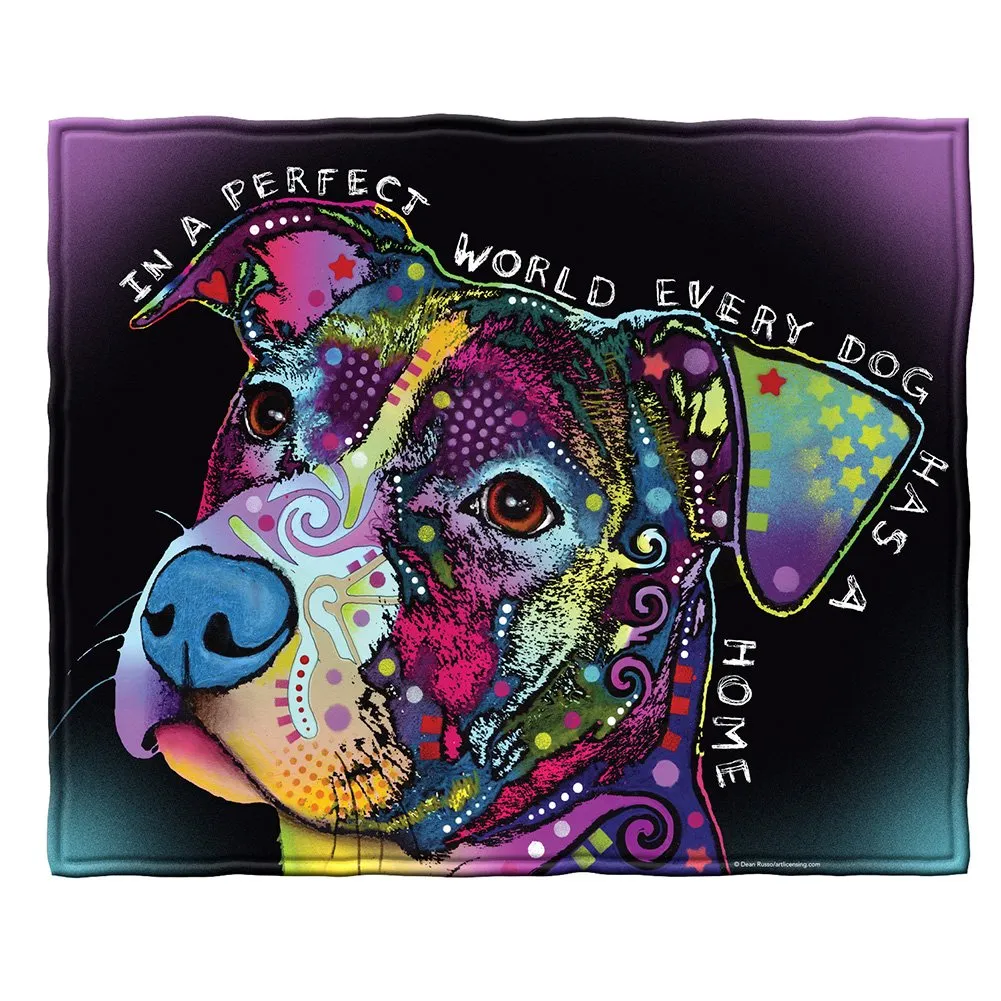 Colorful Dog Fleece Blanket For Bed, 50" X 60" Dean Russo Ii Dog Fleece