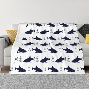 Comfy Sofa Blanket: Sharks & Anchor Print