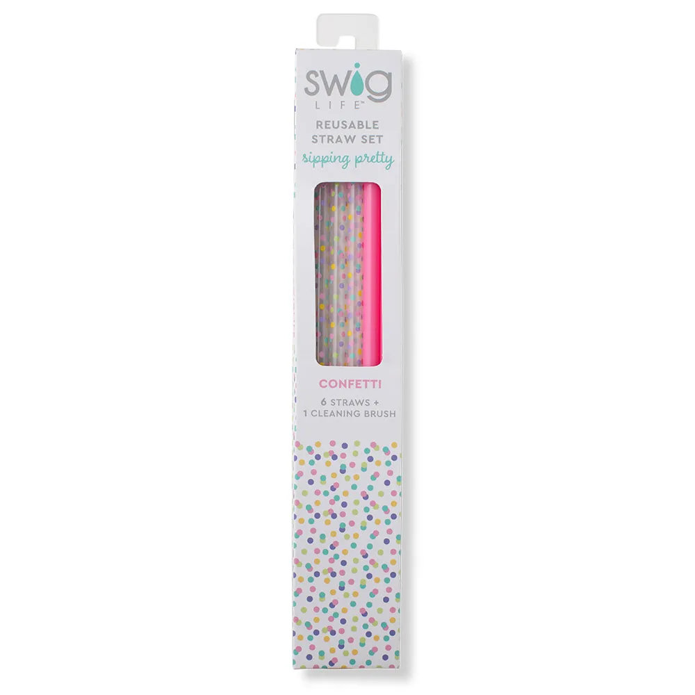 Confetti   Pink Reusable Straw Set