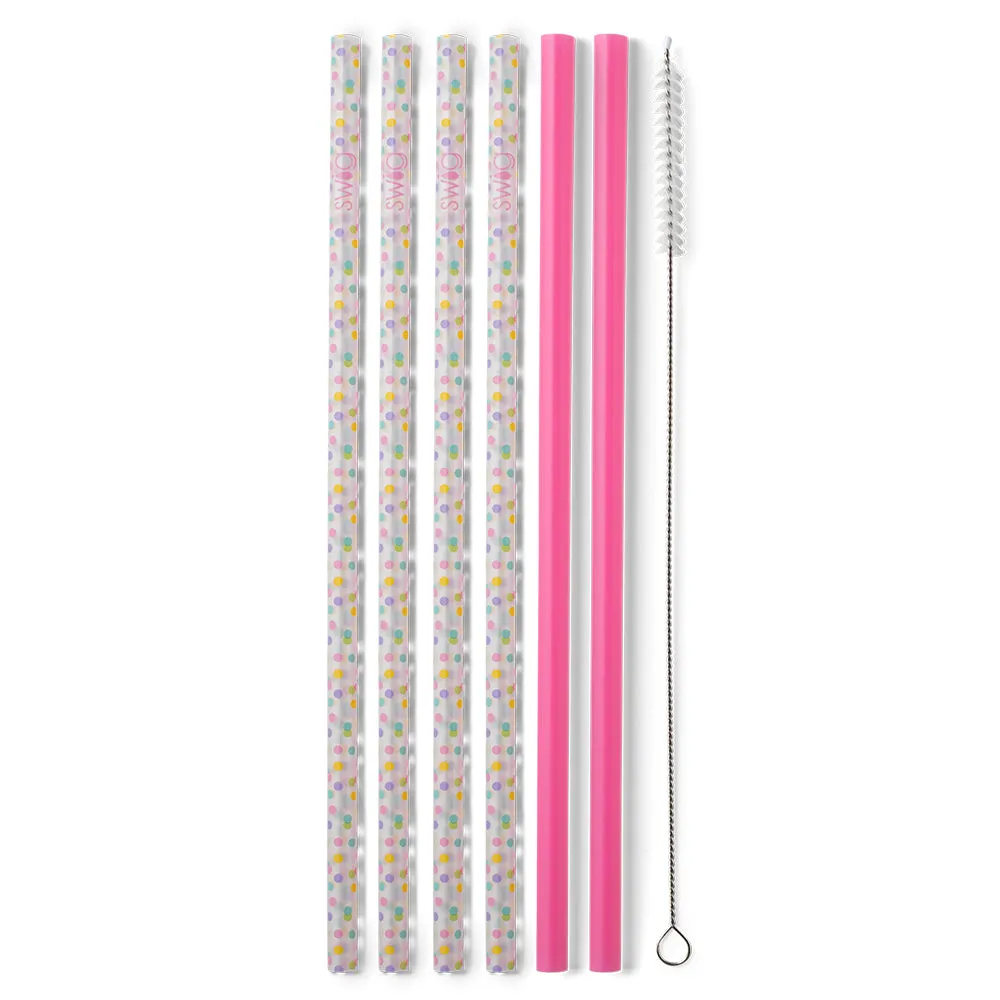 Confetti   Pink Reusable Straw Set