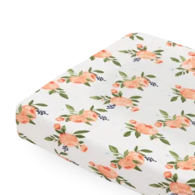 Cotton Muslin Changing Pad Cover - Watercolor Roses