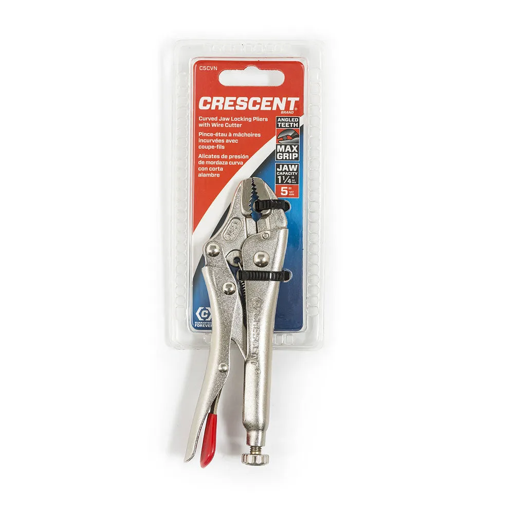 Crescent C5CVN 5" Curved Jaw Locking Pliers with Wire Cutter