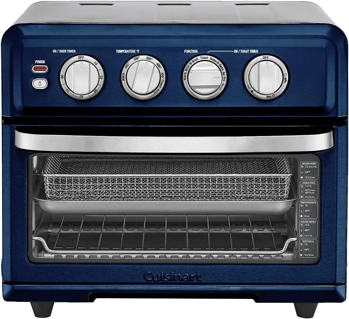 Cuisinart Air Fryer   Convection Toaster Oven, 8-in-1 Oven with Bake, Grill, Broil & Warm Options, Stainless Steel, Navy Blue - Certified Refurbished