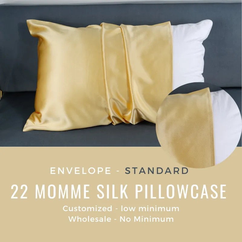 Custom Wholesale Silk Pillowcase 22 Momme Envelope Closure - Standard size