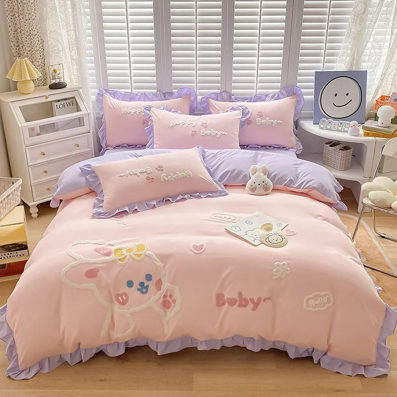 Cute Cartoon Rabbit Cotton Bedding Set