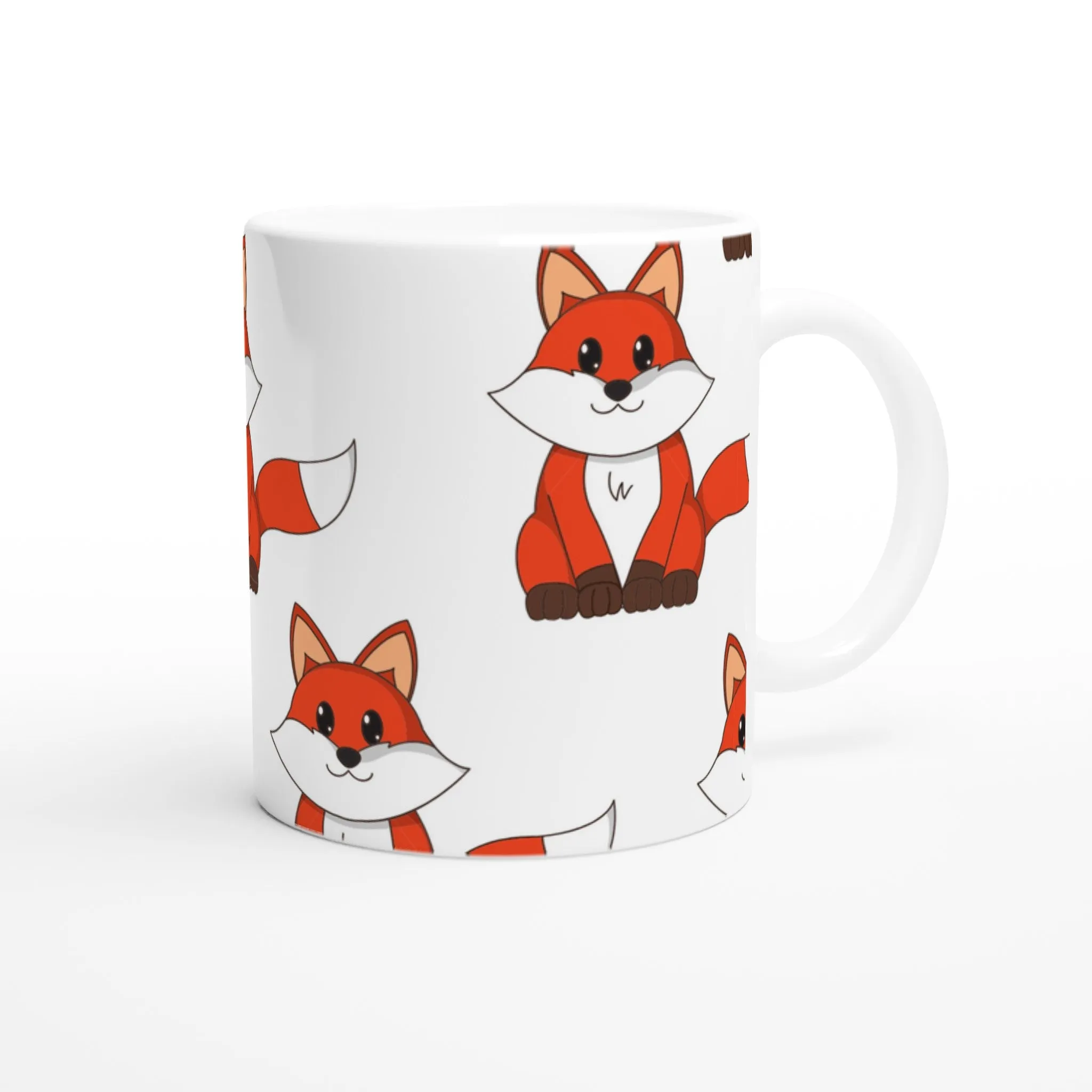 Cute Fox Pattern White 11oz Ceramic Mug – Adorable Animal Print Coffee Cup