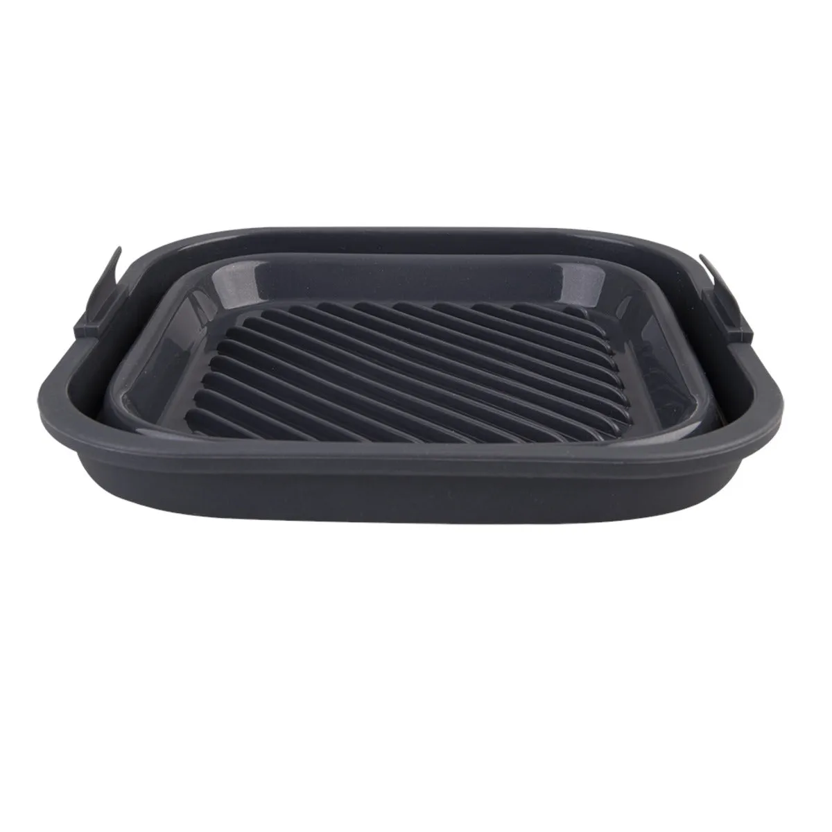 Daily Bake Silicone Square Collapsible Air Fryer Basket Charcoal 22cm